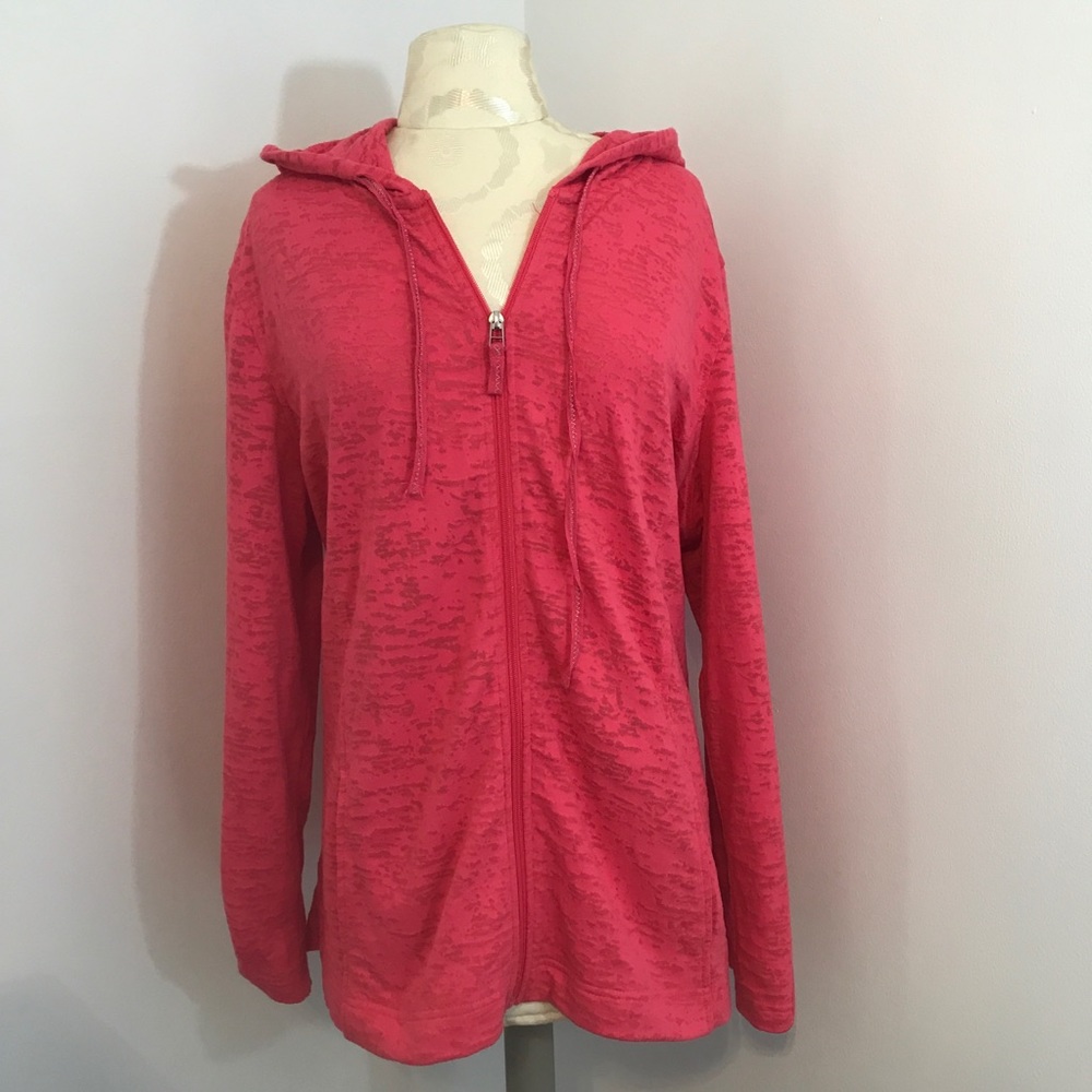 Three Hearts pink burnout zip up. Size 1x